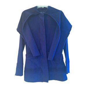 NWT Beyond Yoga Jacket Organic Cotton Scarf Collar Blue Fleece MADE IN USA sz M